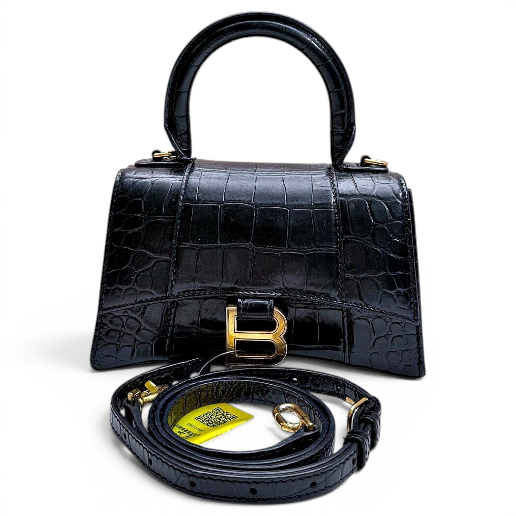 Hourglass leather handbag