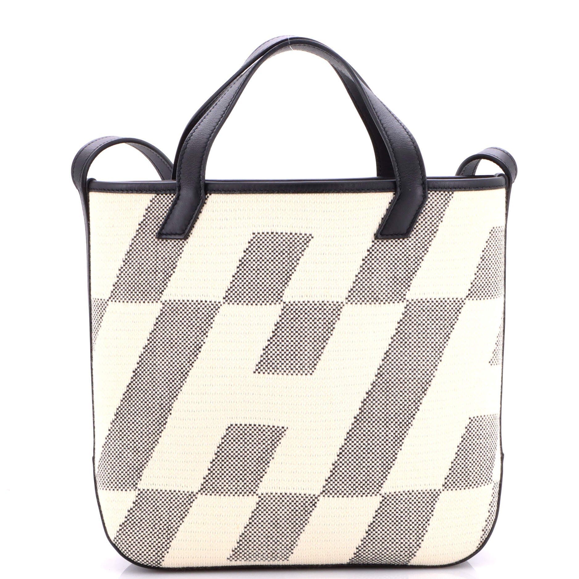 Cabas H en Biais Tote Canvas with Leather 27
