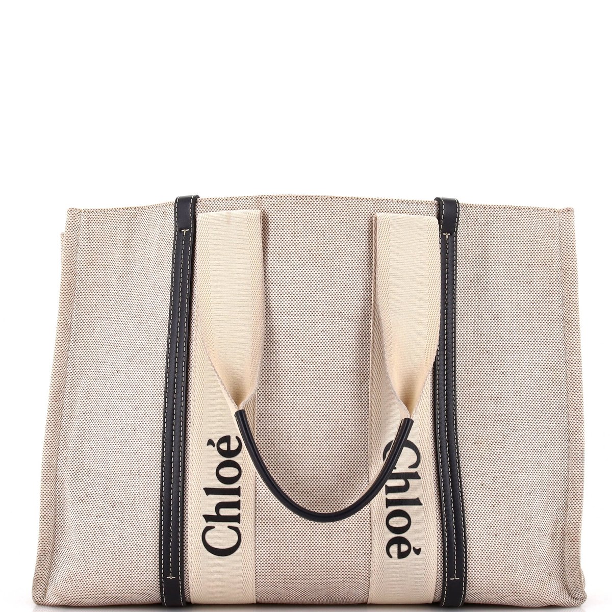 Chloe Woody Tote Canvas with Leather Large