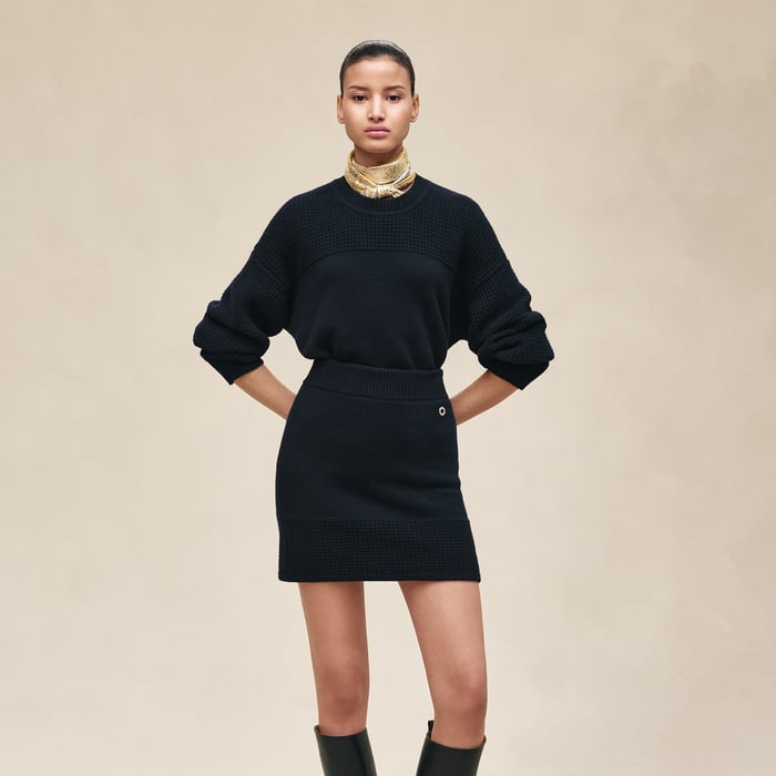 Bleu Noir Cashmere Short Skirt