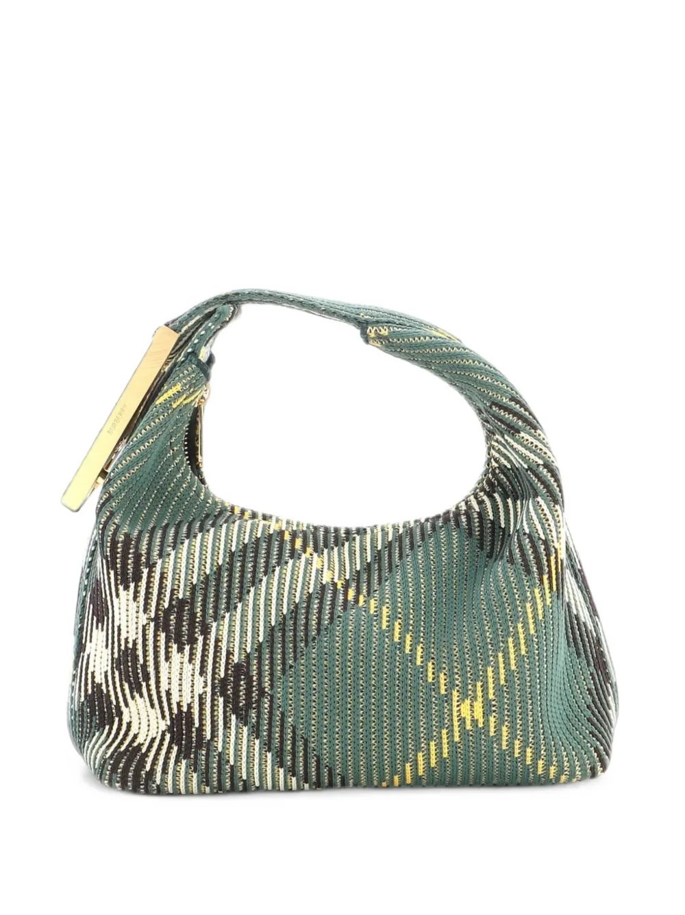 Peg Handle Bag Knit Check Fabric Mini satchel