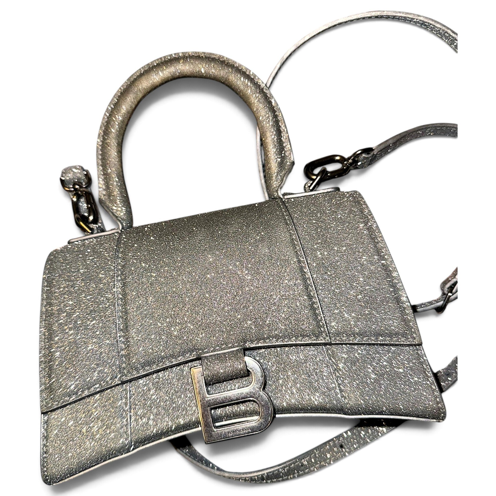 Hourglass leather handbag
