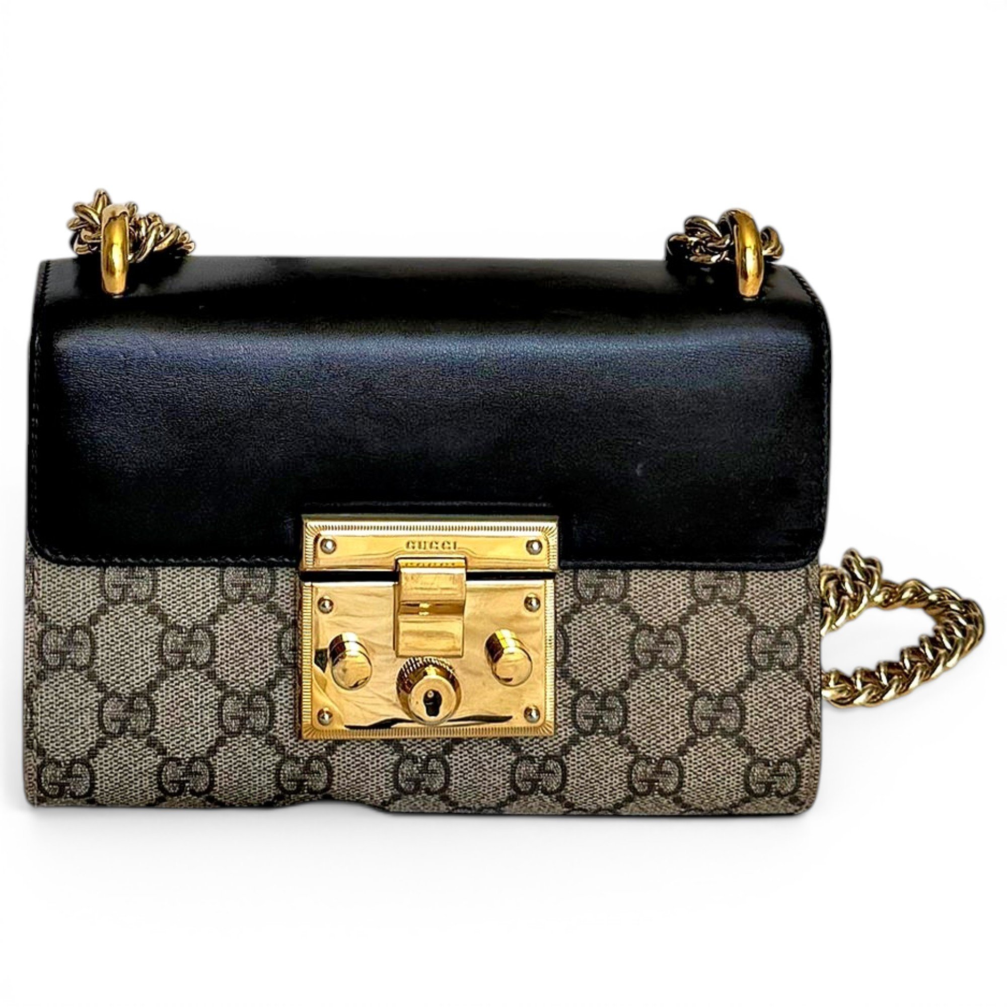 Padlock leather crossbody bag