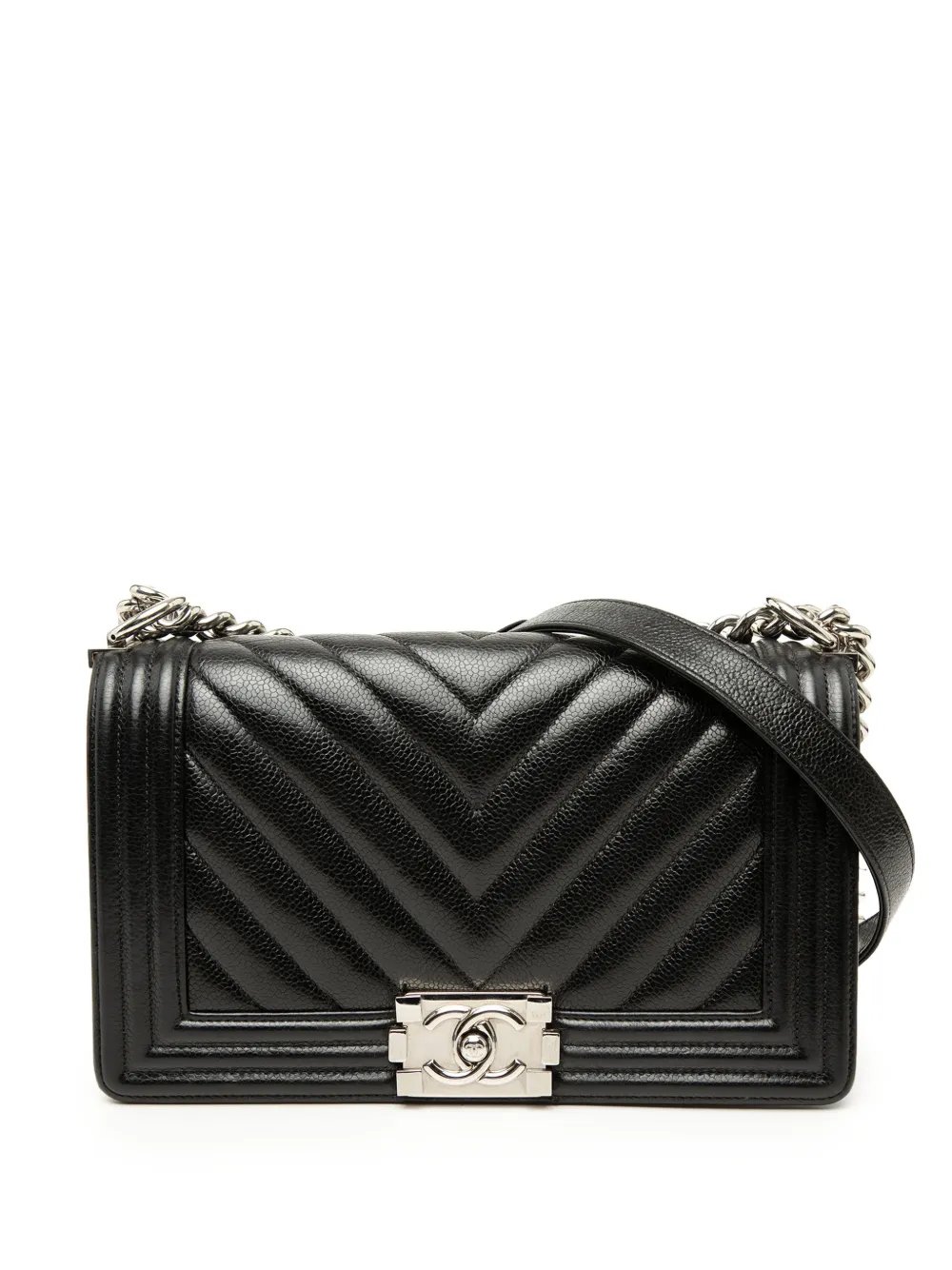2019 Old Medium Chevron Caviar Boy Flap crossbody bag