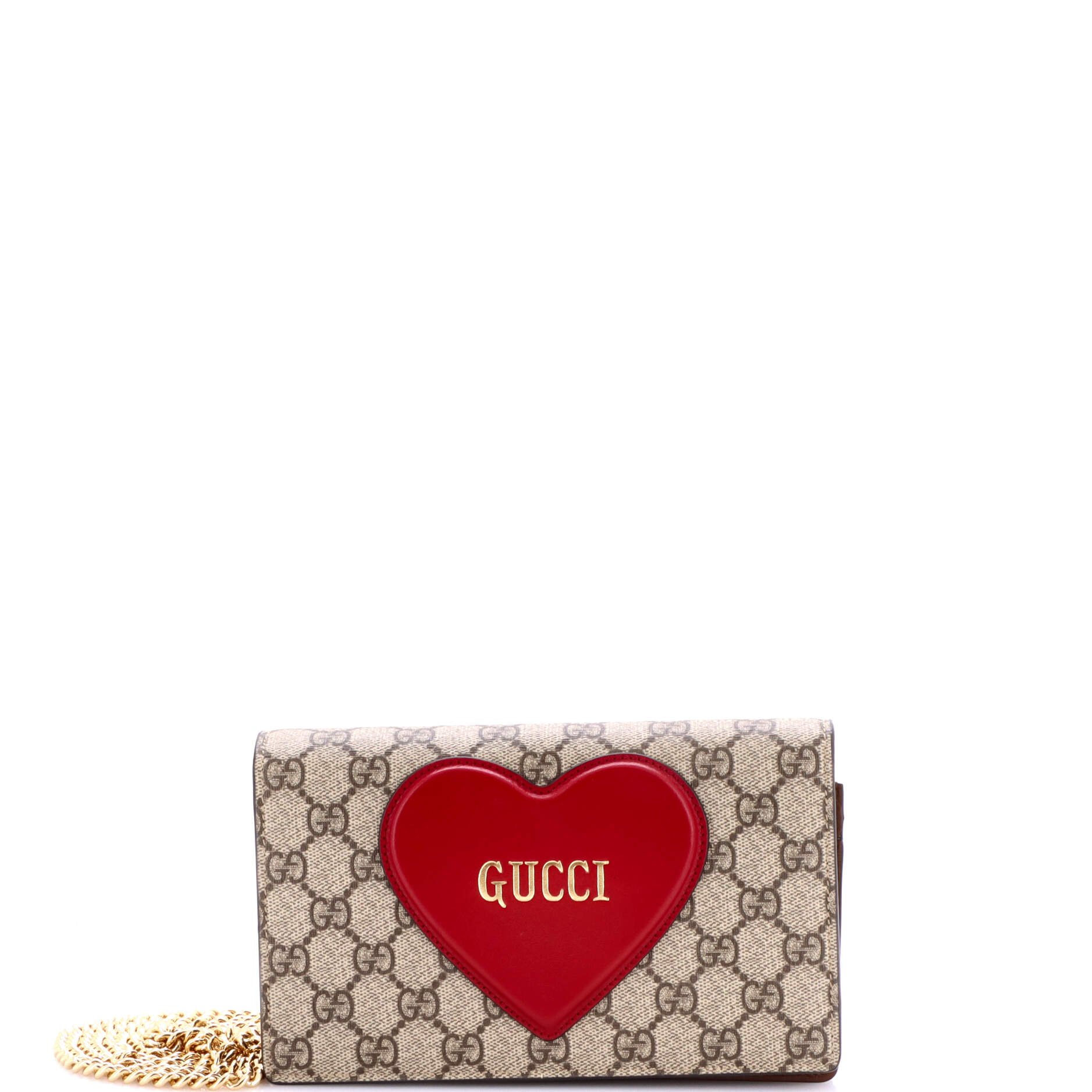 Logo Heart Chain Wallet GG Coated Canvas