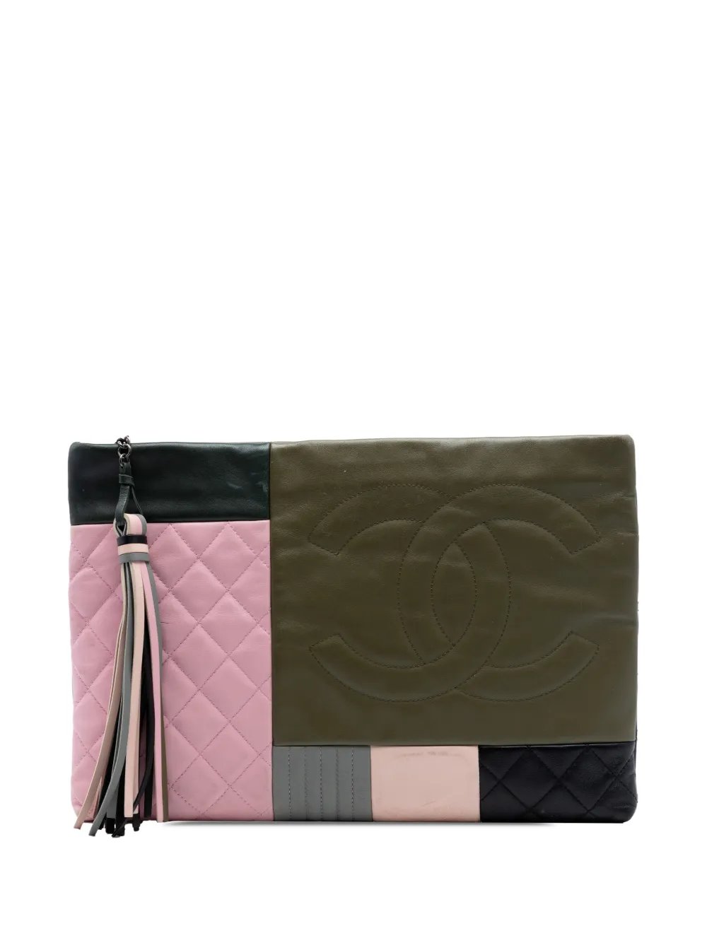 2016-2017 Large Lambskin Colorblock Patchwork O Case clutch bag