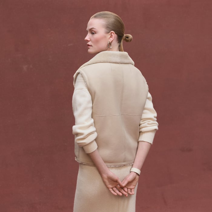 Beige Glaise Reversible Sleeveless Jacket