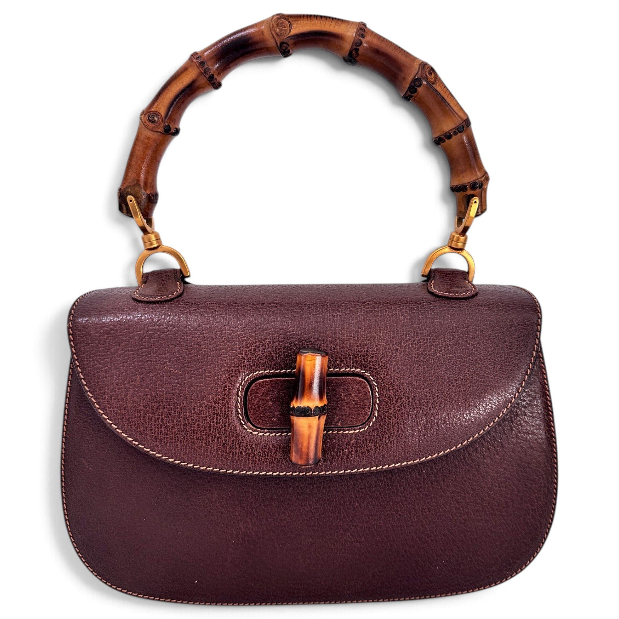 Convertible Bamboo Top Handle leather handbag
