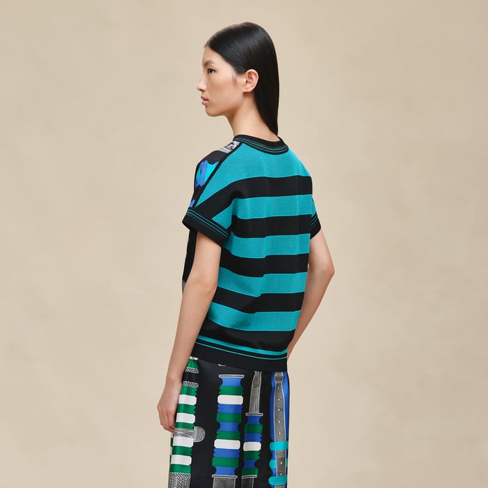 Noir "Bride a Bloc" Short-sleeve Sweater
