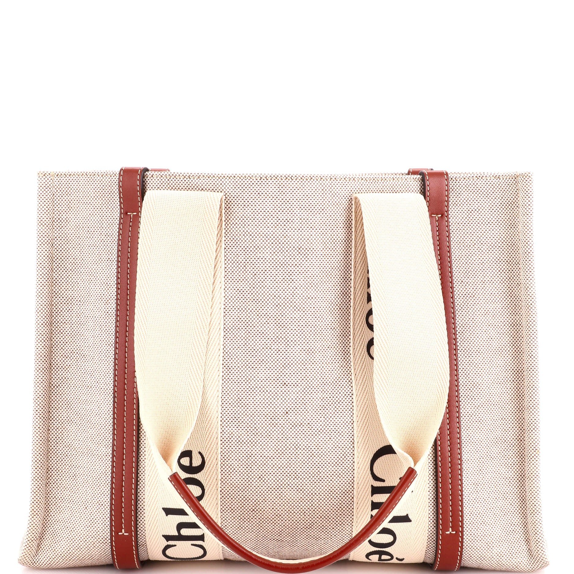 Chloe Woody Tote Canvas with Leather Medium