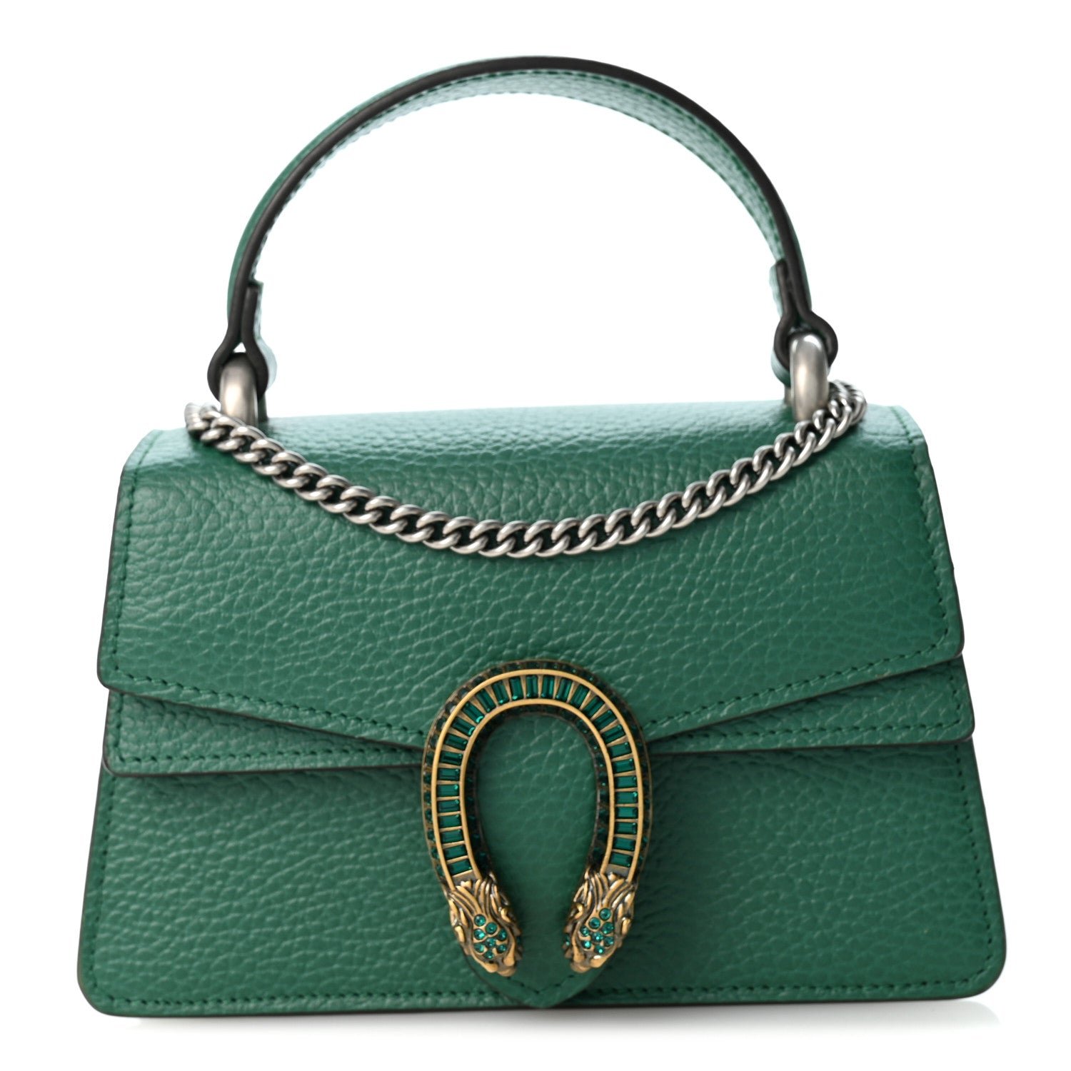 Gucci Dollar Calfskin Crystal Mini Dionysus Top Handle Bag Emerald
