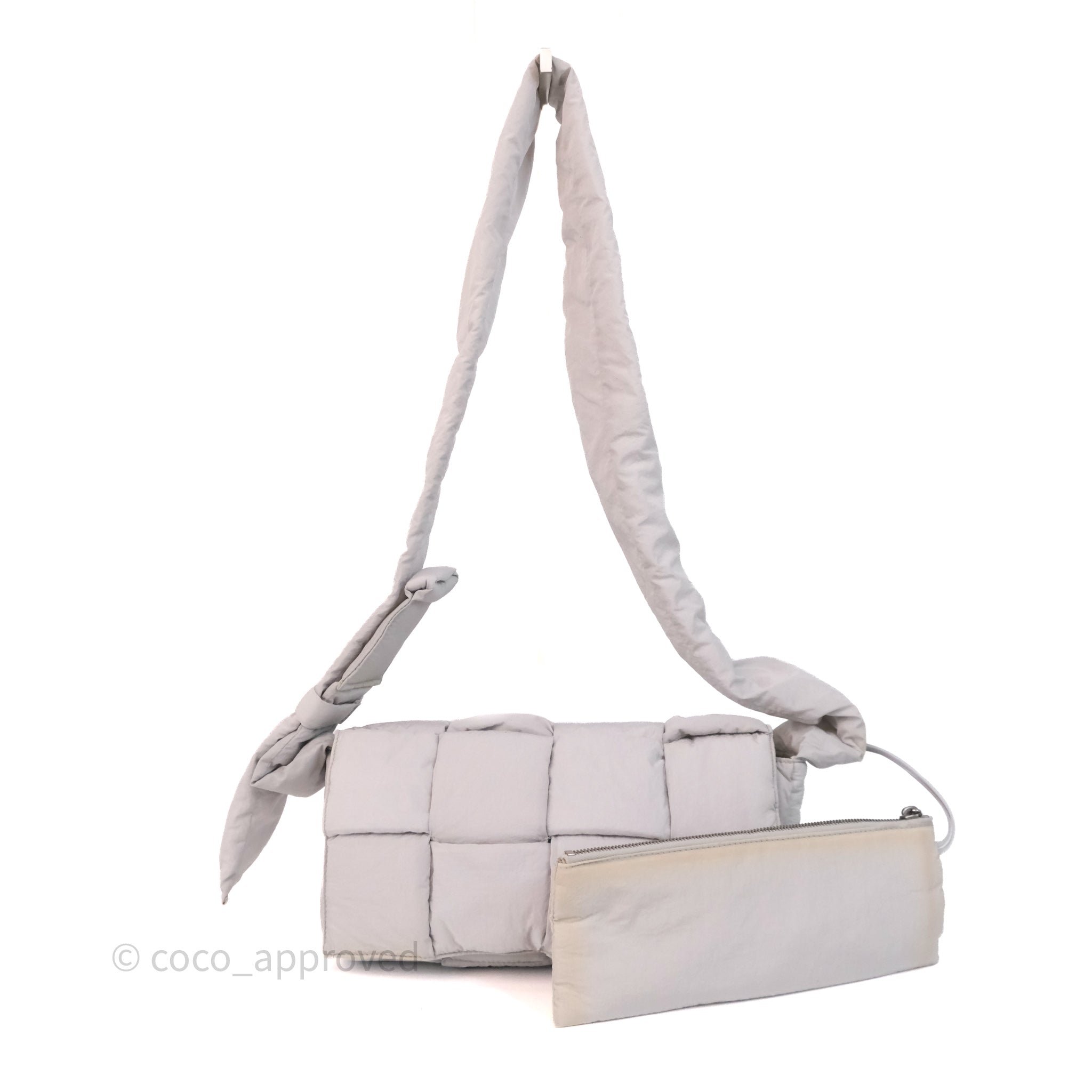 Bottega Veneta Padded Tech Cassette Light Grey Nylon Bag