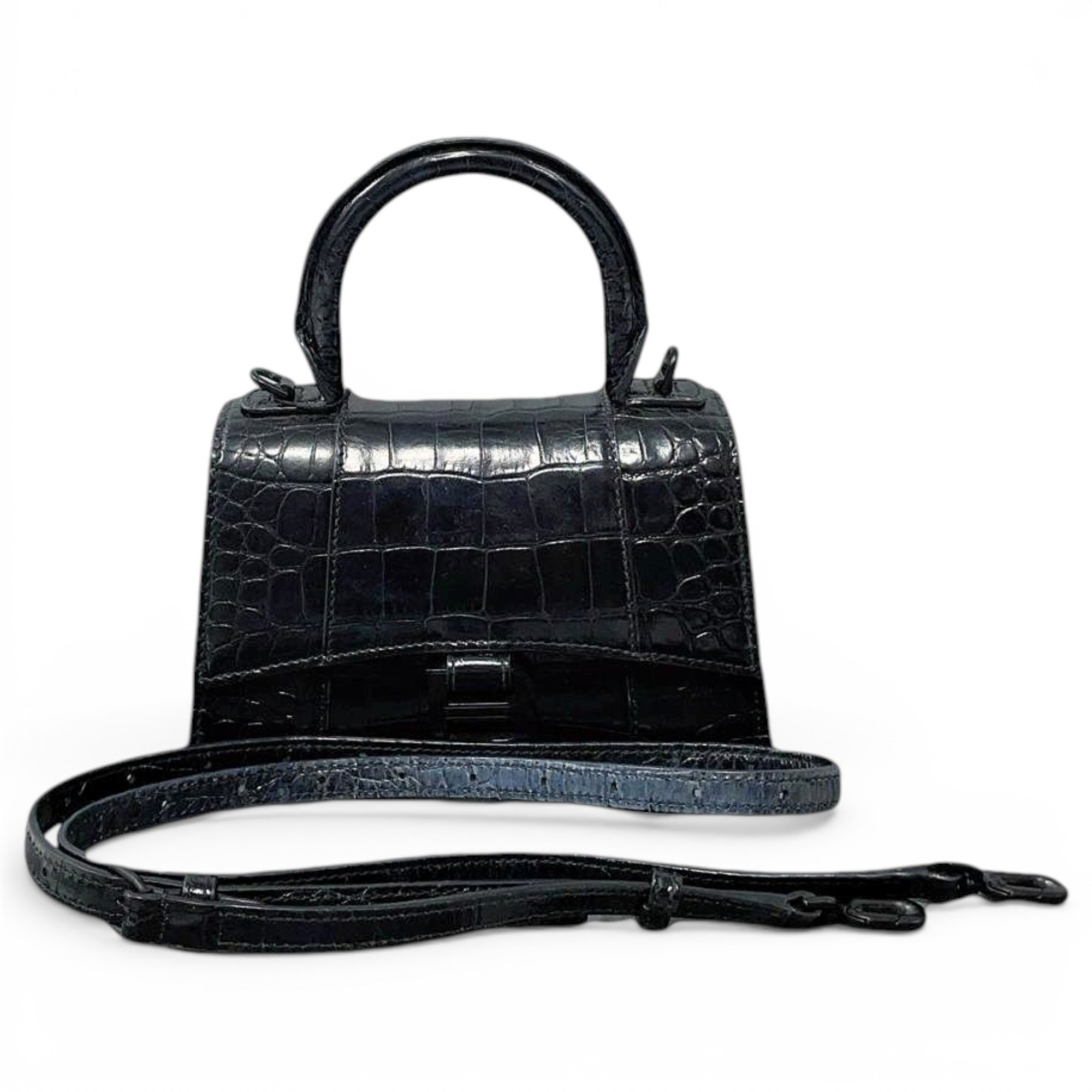 Hourglass leather handbag
