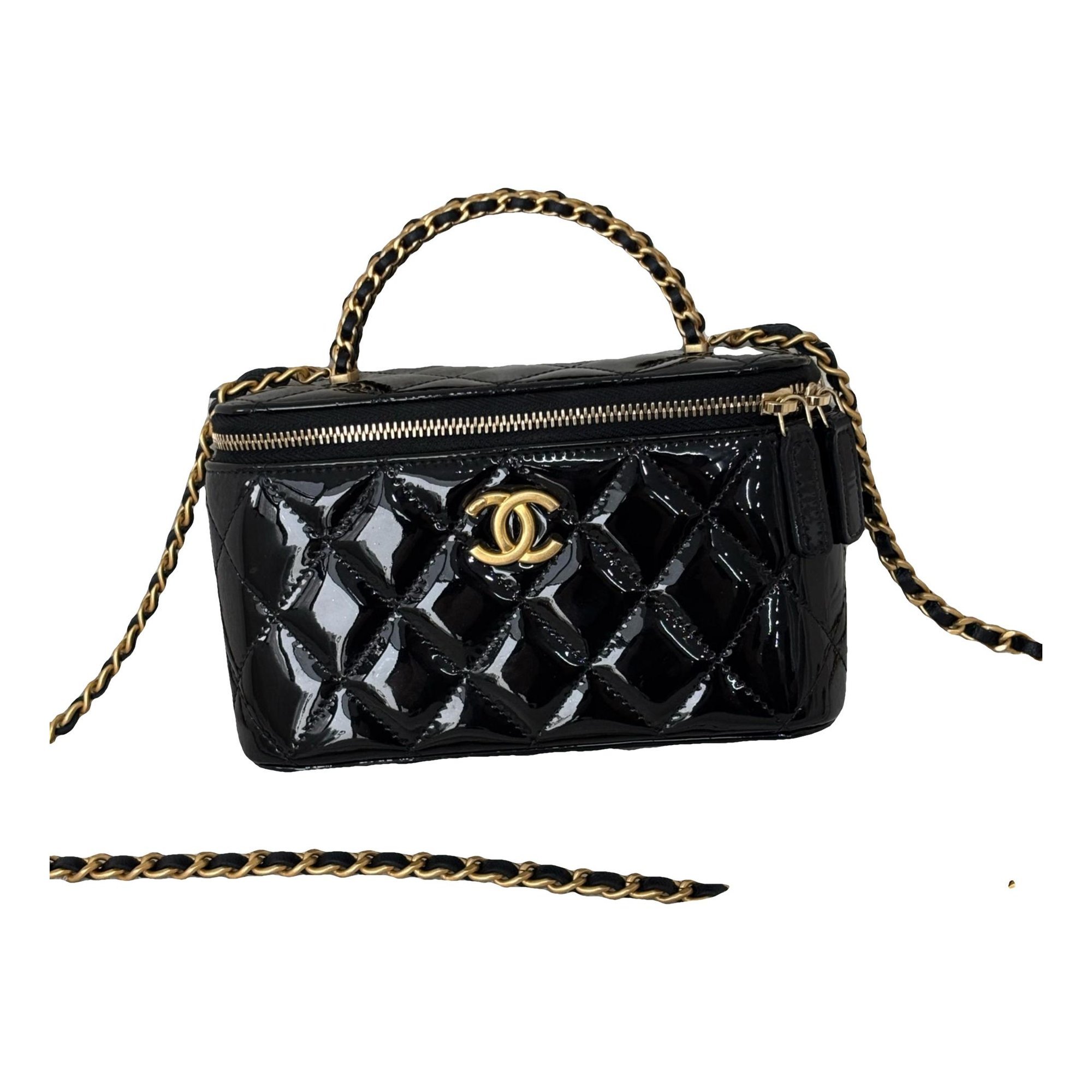 Vanity patent leather handbag