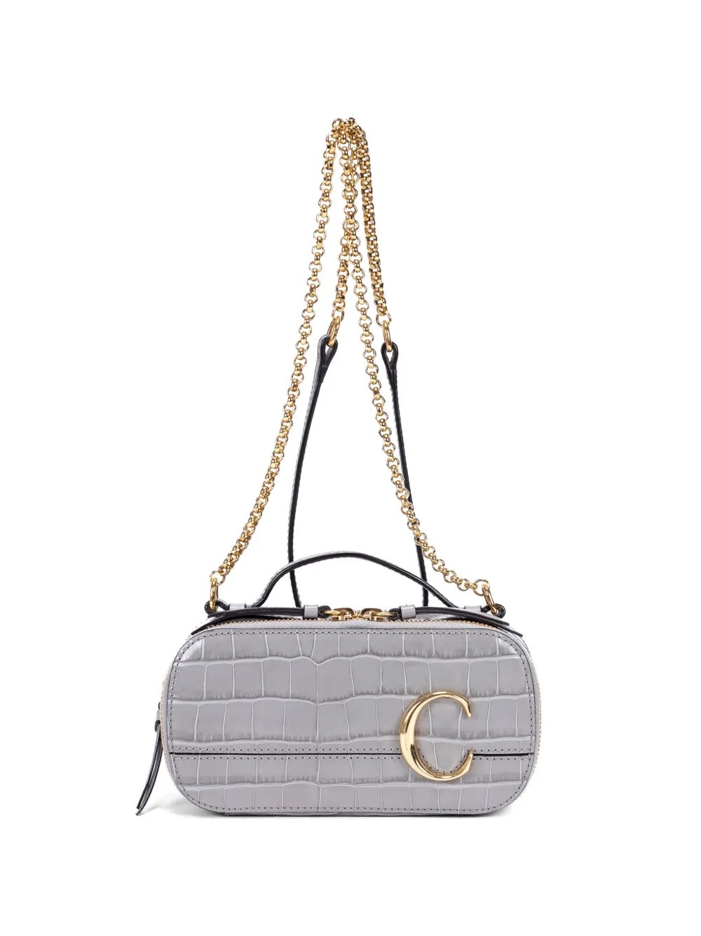 C crocodile-effect shoulder bag