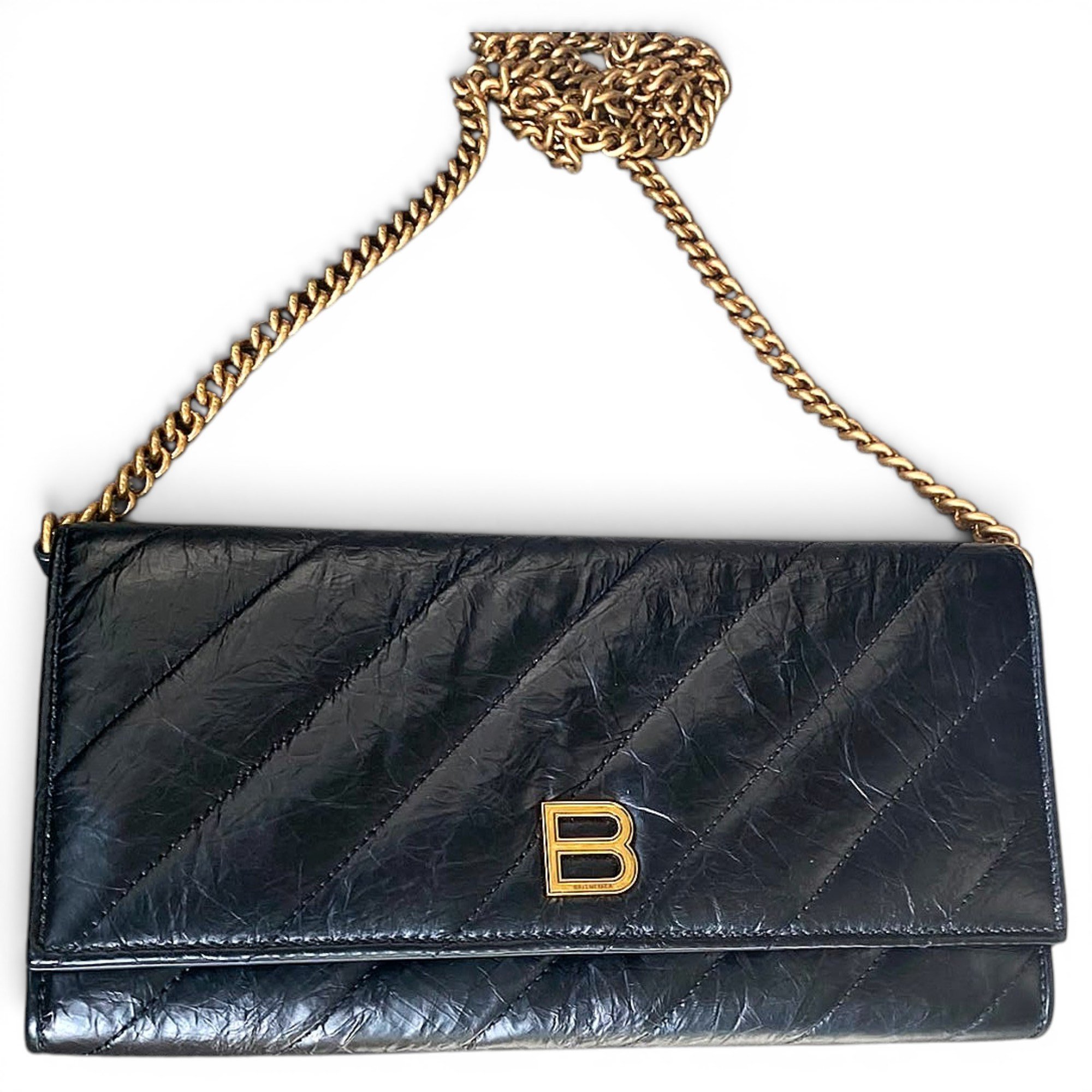 Wallet On Chain B leather crossbody bag