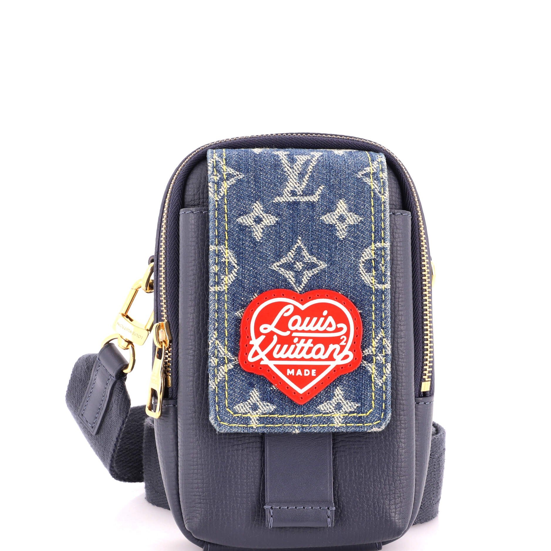 Nigo Flap Double Phone Pouch Monogram Denim and Taurillon Leather