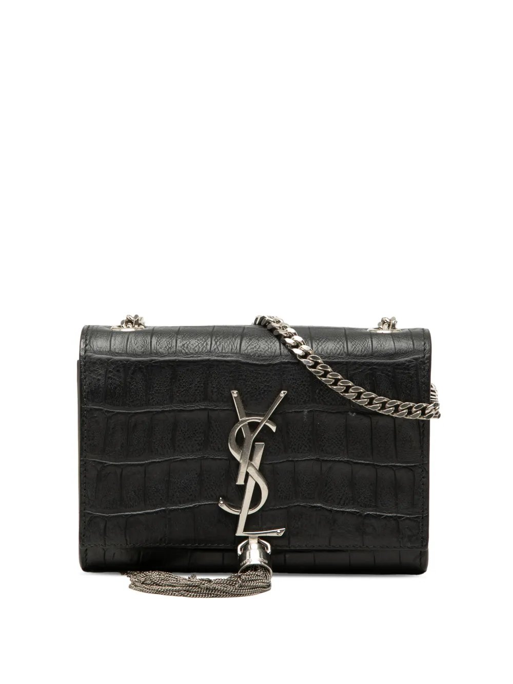 2010-2026 Small Croc Embossed Leather Monogram Kate Tassel crossbody bag