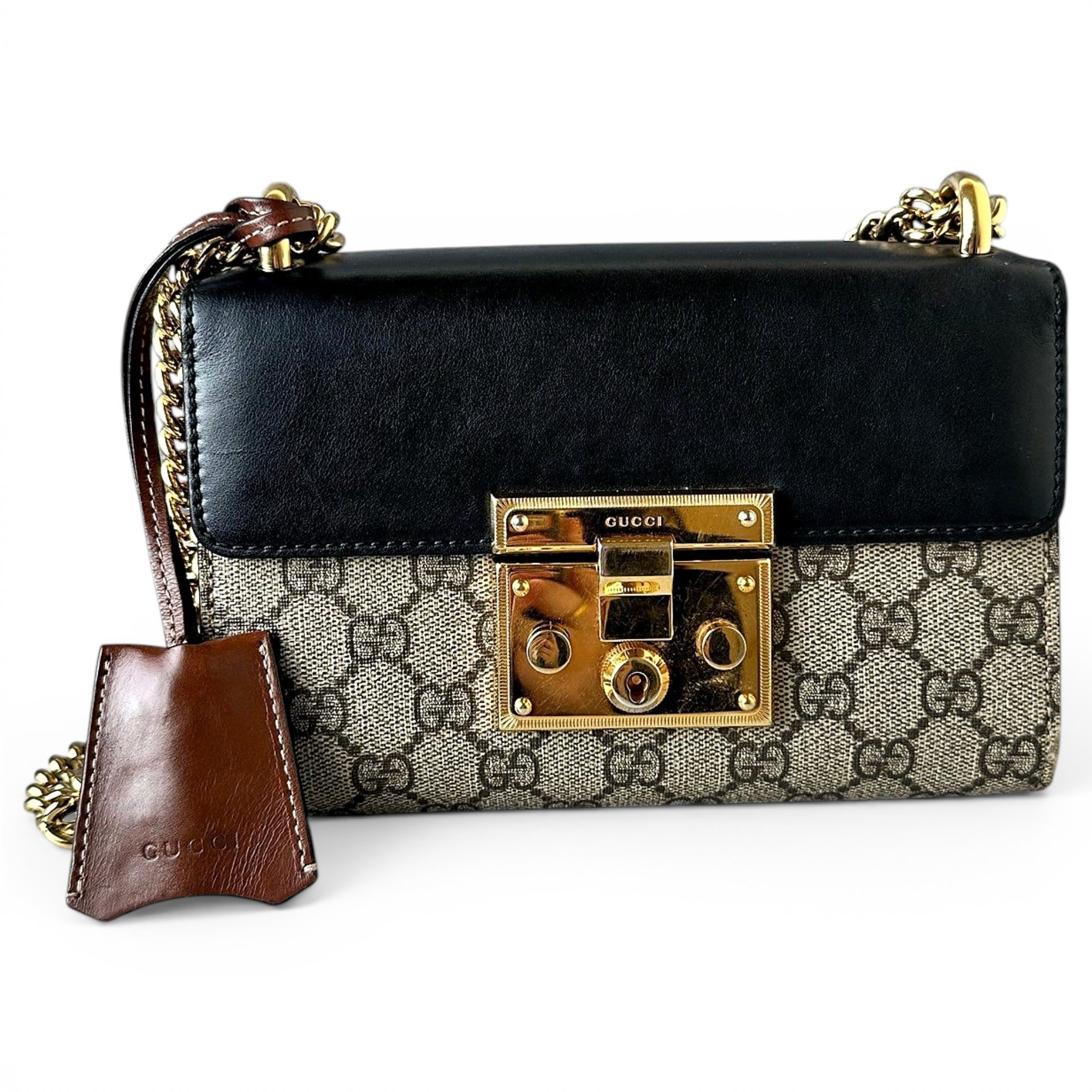 Padlock leather handbag