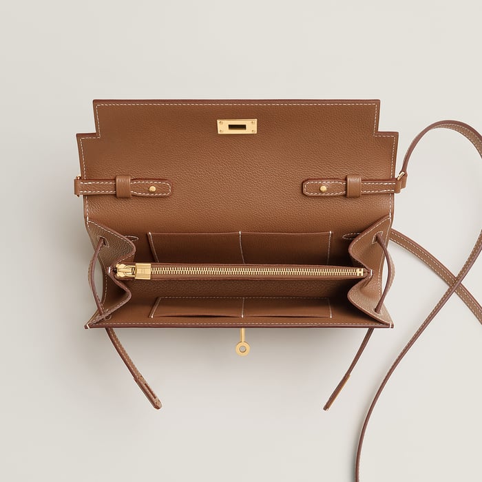 Gold Kelly Classique to Go Wallet