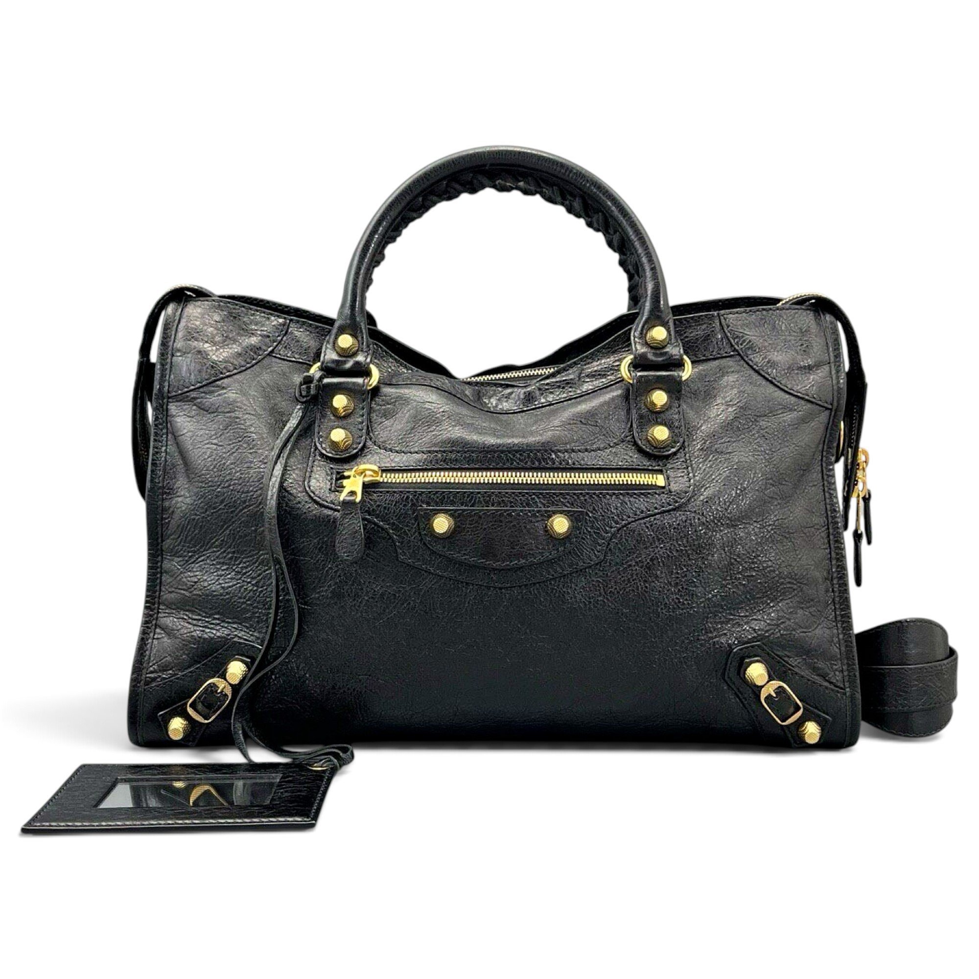 City leather satchel