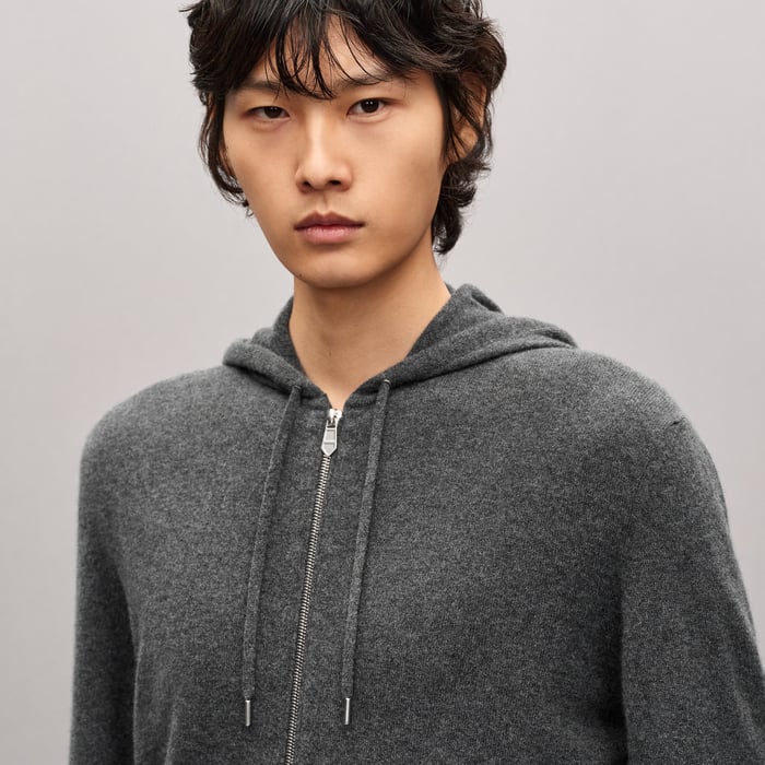Anthracite "Maillon Chaine d'Ancre" Zipped Cashmere Jacket