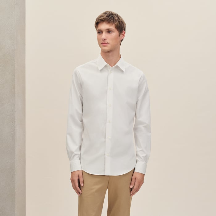 Blanc Fitted Shirt With Louis Collar