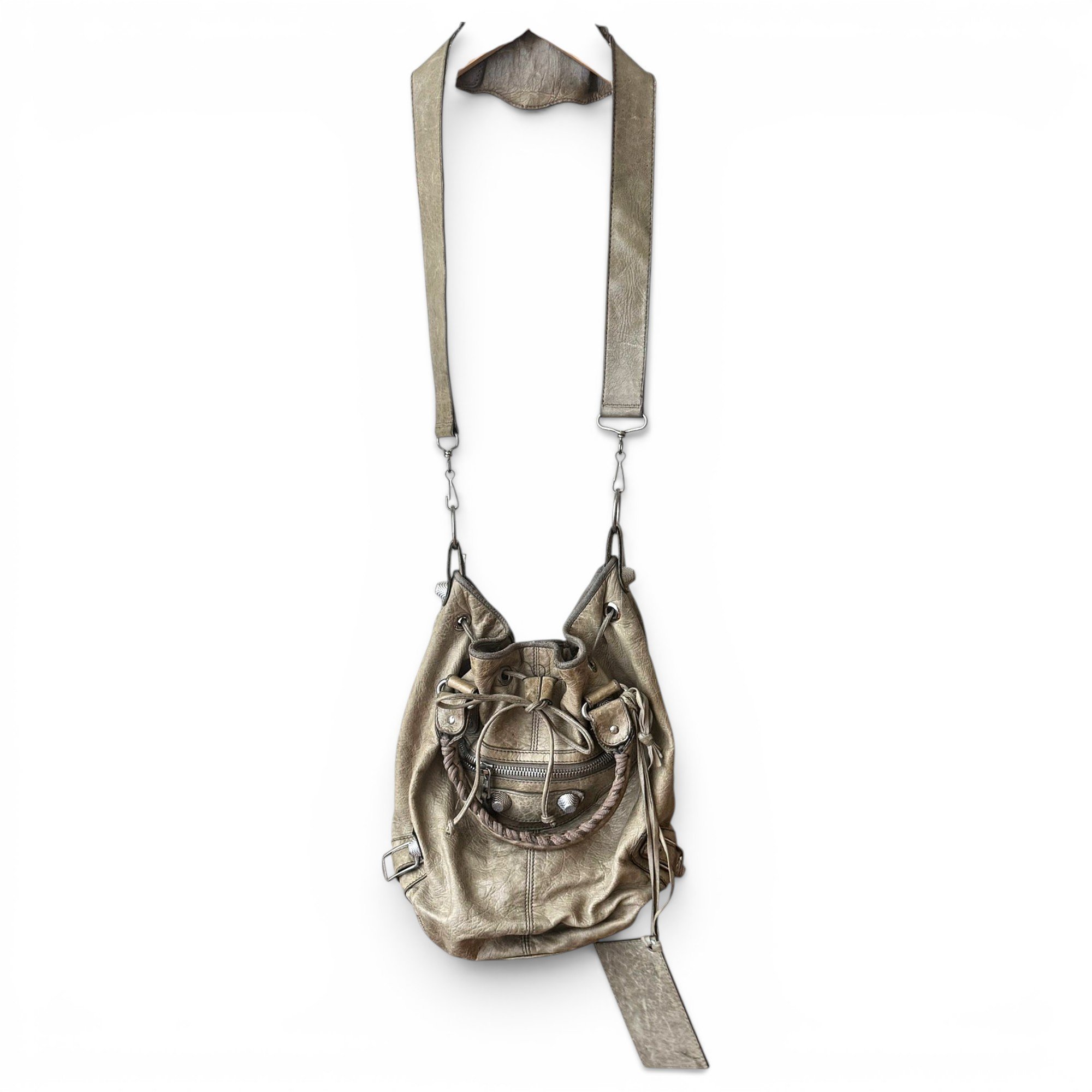 Pompon leather crossbody bag