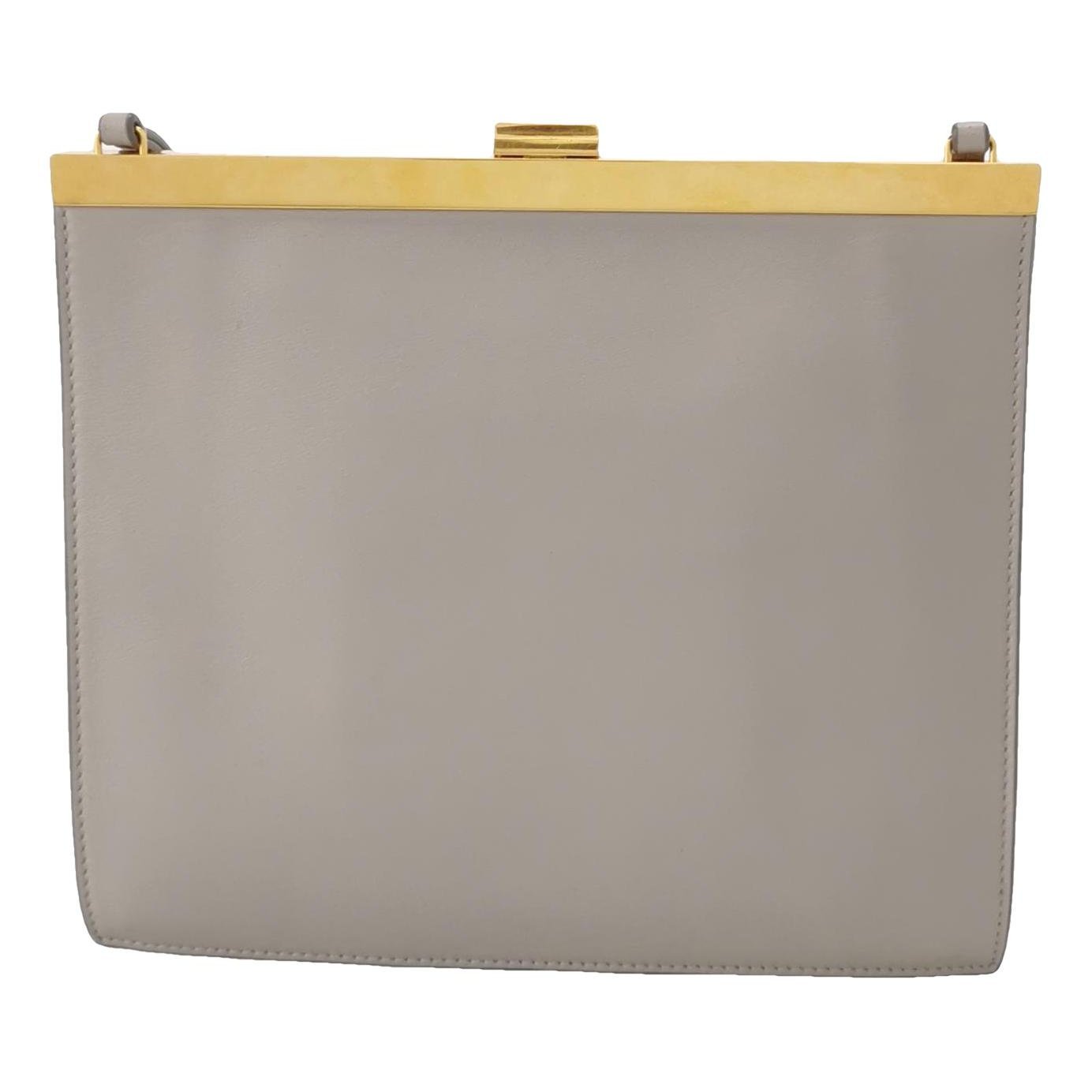 Clasp leather handbag