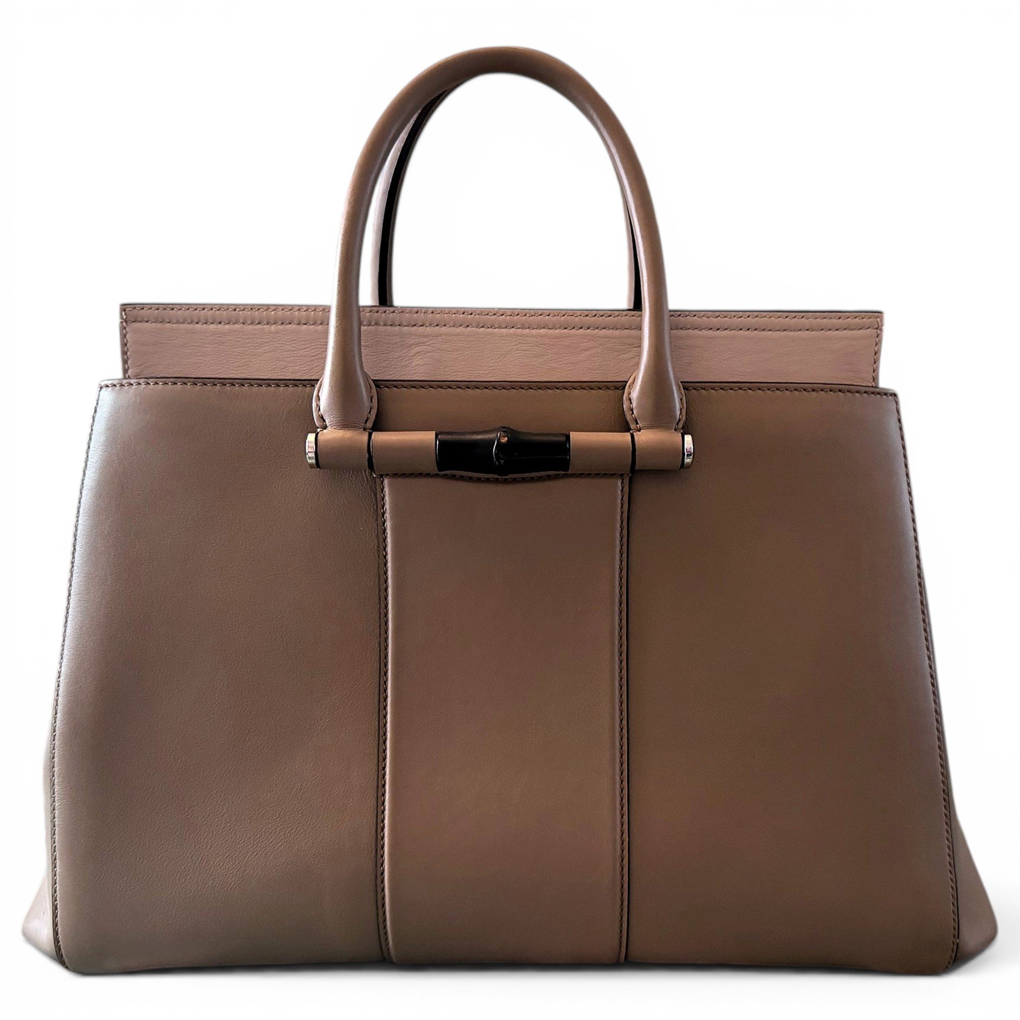 Lady Bamboo Top Handle leather handbag