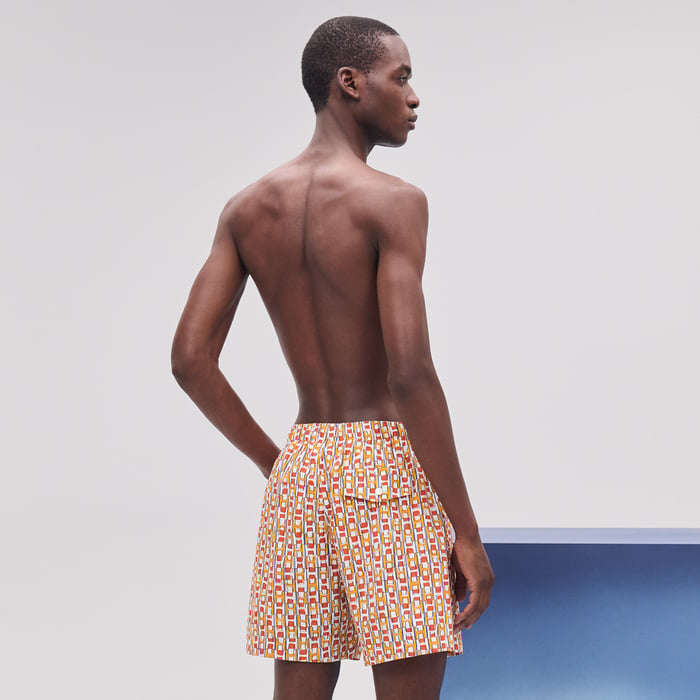 Orange Poppy "Quadri'H" Swim Trunks