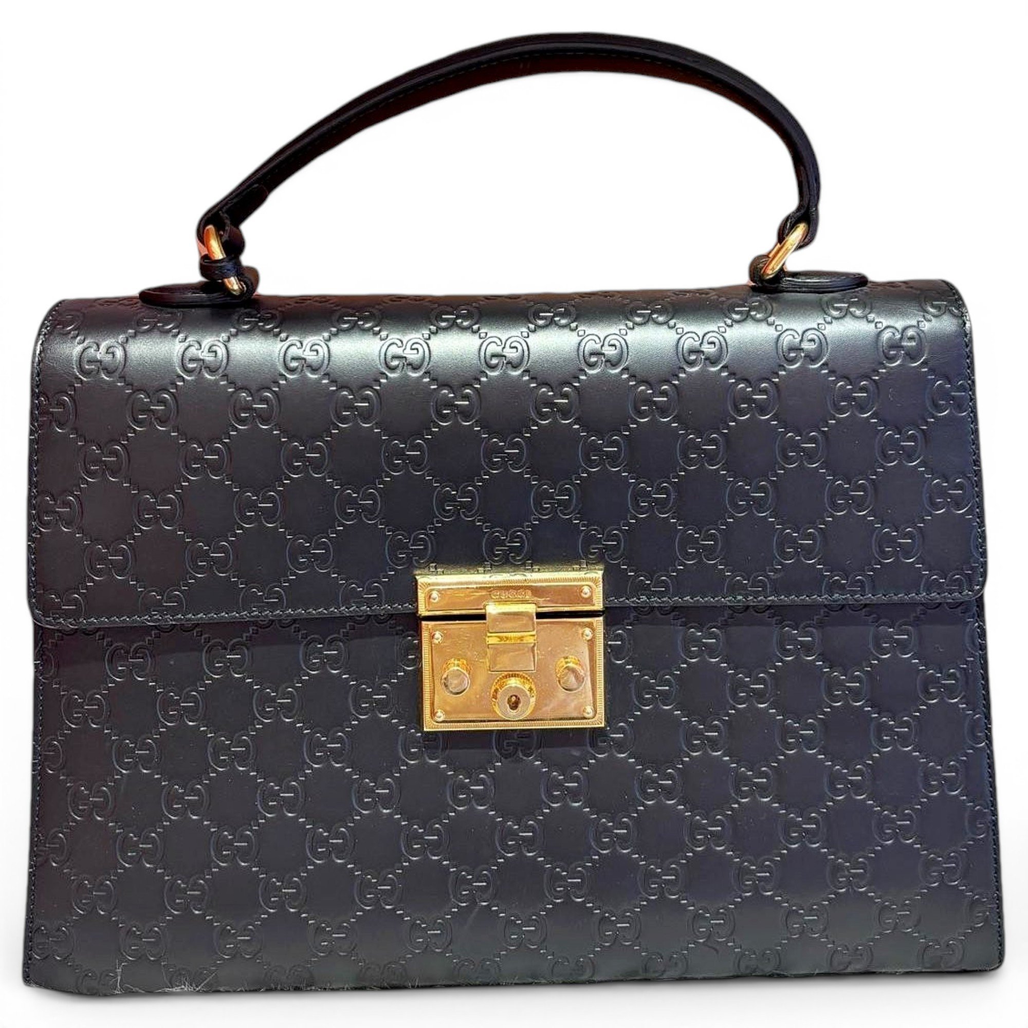 Padlock leather handbag
