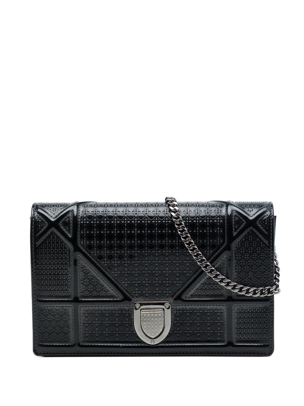 2016 Metallic Patent Microcannage Diorama Wallet on Chain crossbody bag
