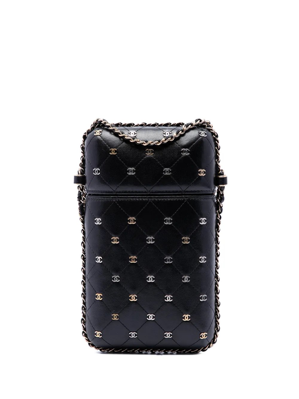 2018-2019 CC Quilted and Studded Lambskin Chain Around Phone Holder crossbody bag
