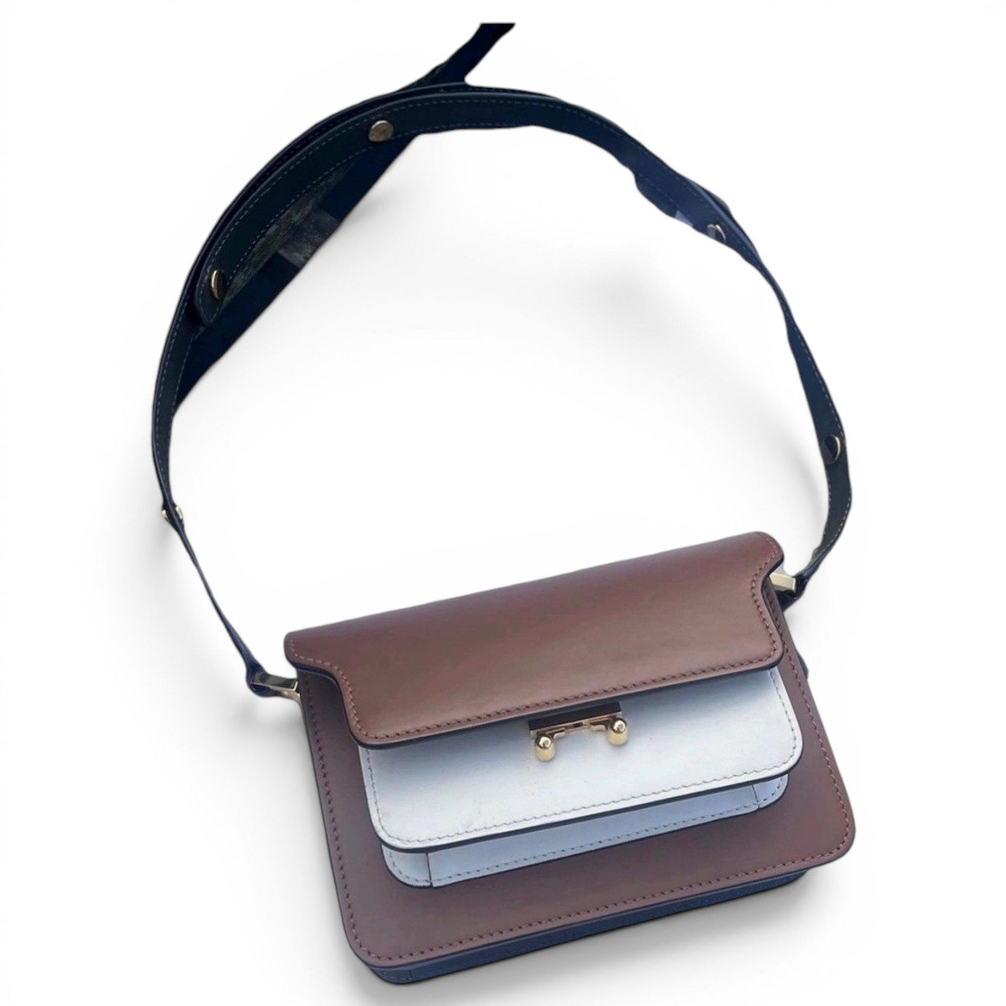 Trunk leather crossbody bag