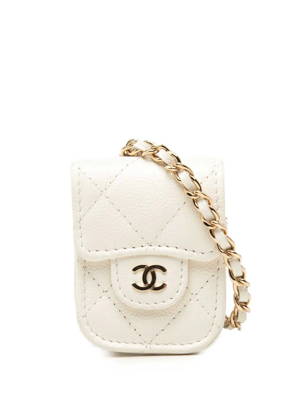 2020 CC Quilted Caviar AirPods Case crossbody bag