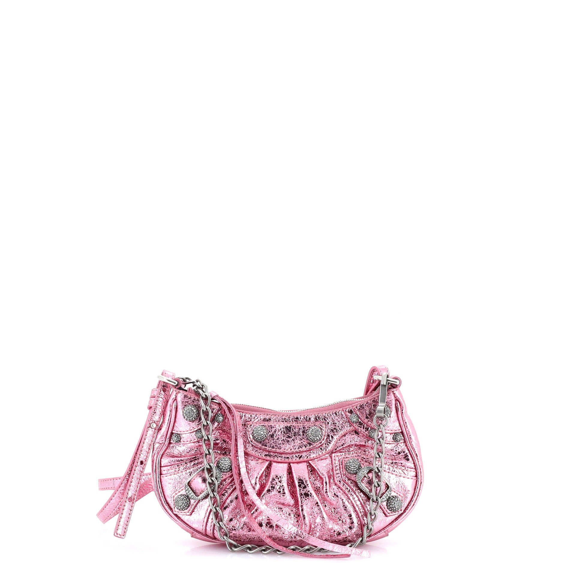 Le Cagole Giant Studs Shoulder Bag Leather with Crystals Mini
