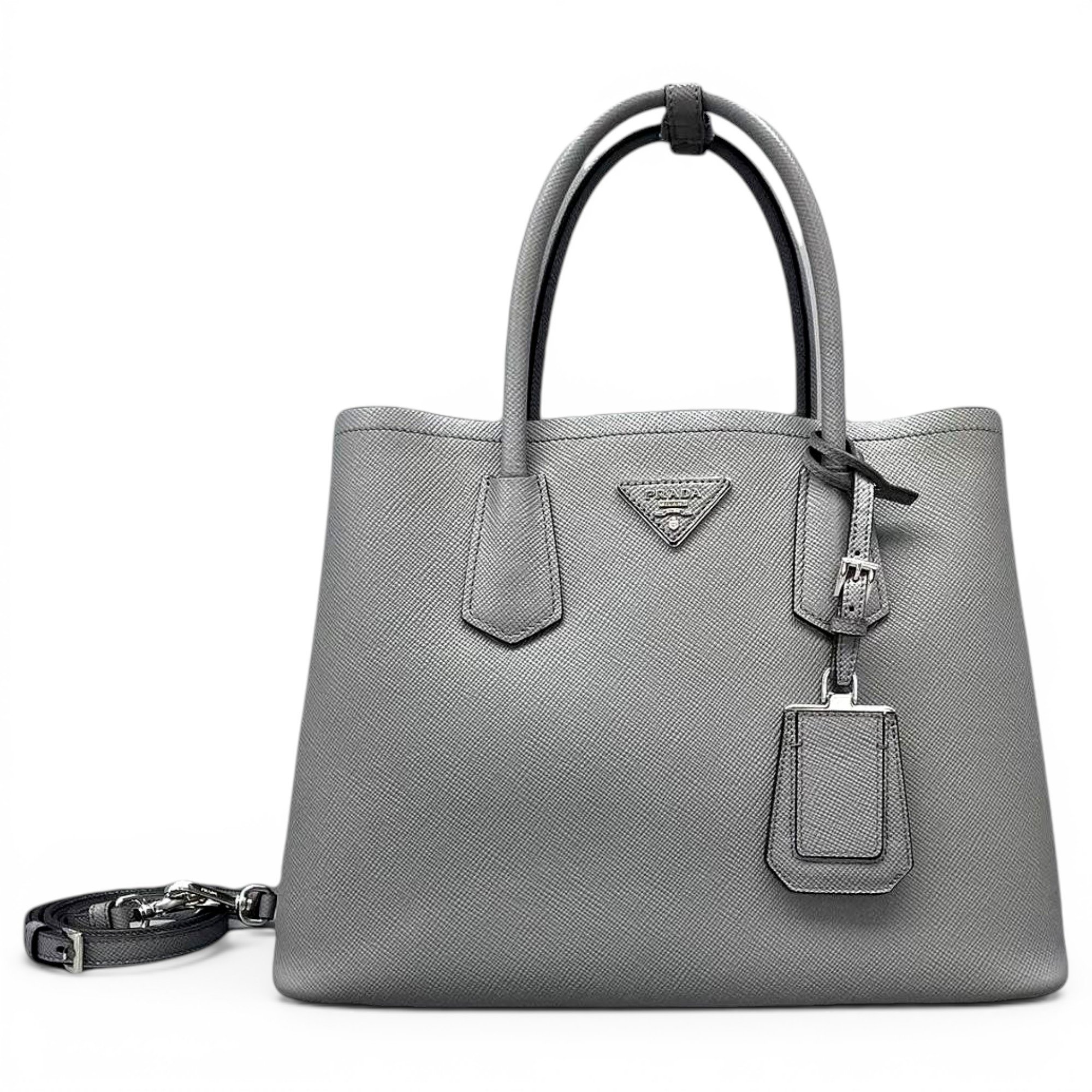 Double leather handbag