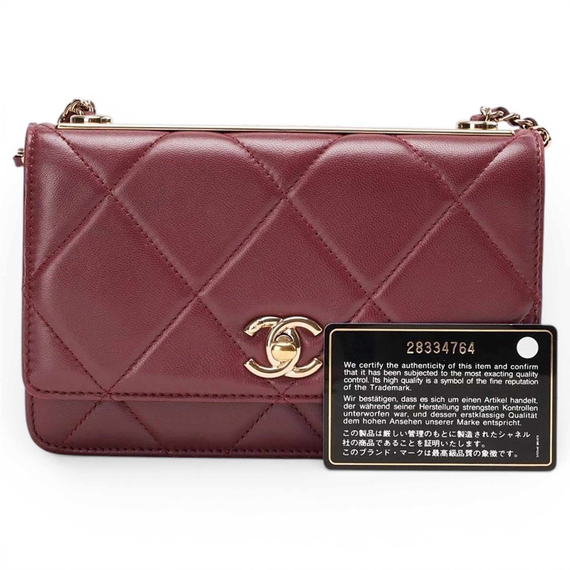 Trendy CC Wallet on Chain leather handbag