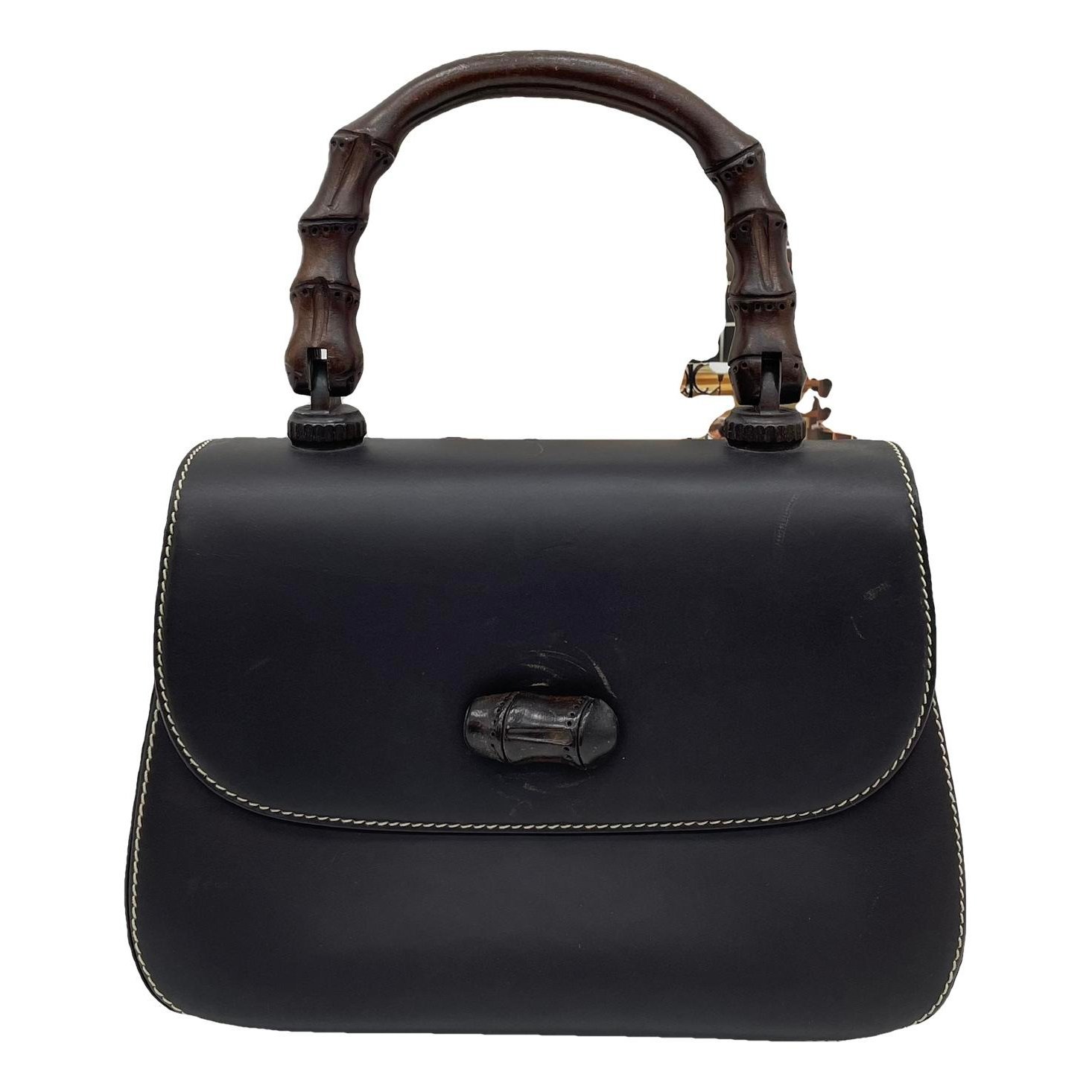 Convertible Bamboo Top Handle leather handbag
