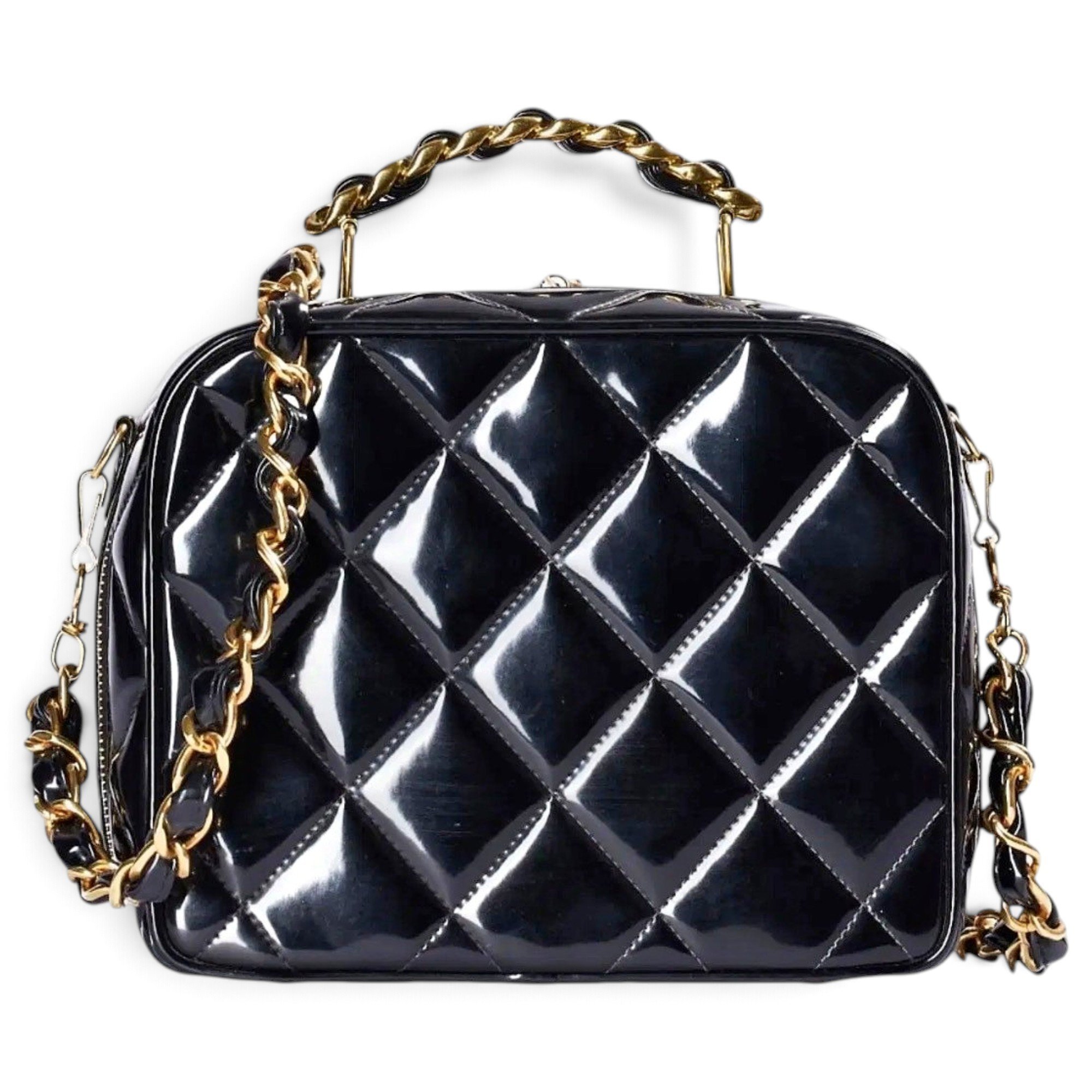 Vanity patent leather handbag