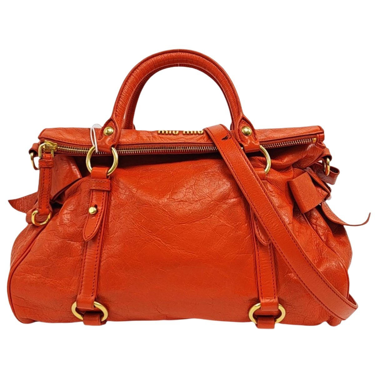 Bow bag leather handbag