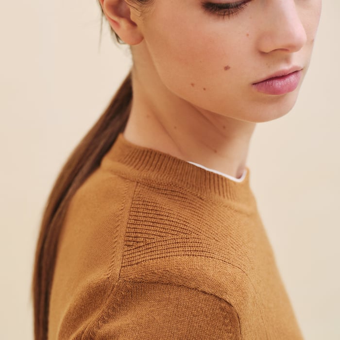 Marron Caramel Cashmere Short-sleeve Sweater