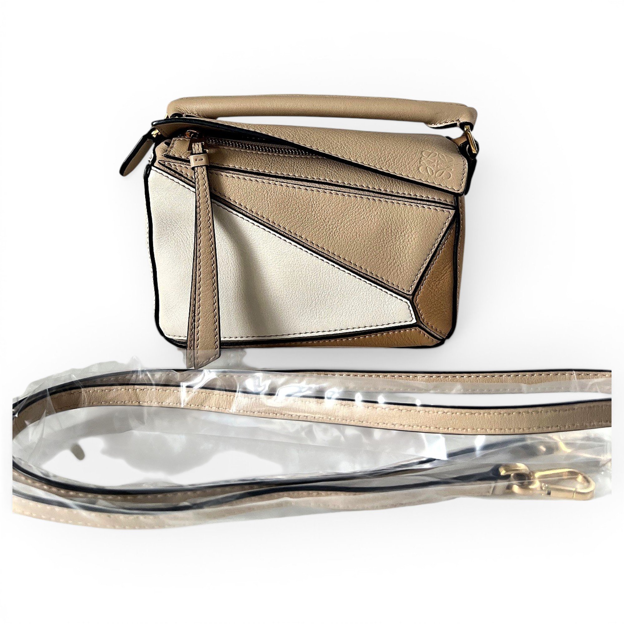 Puzzle leather handbag