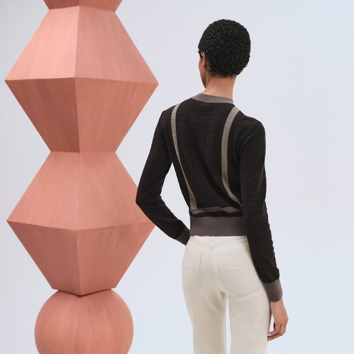 Marron Fusain "Coaching" Long-sleeve Sweater