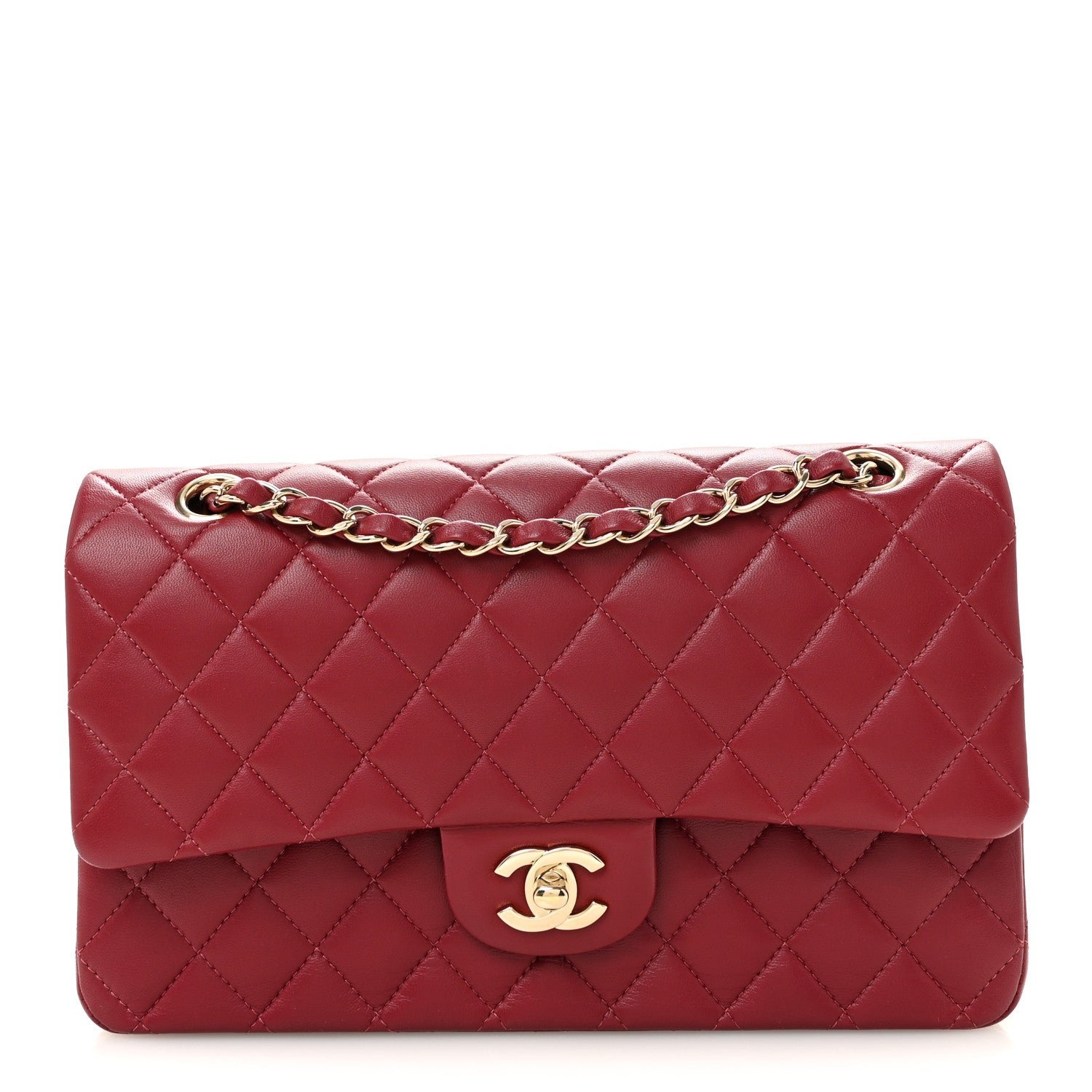 Chanel Lambskin Quilted Medium Double Flap  Burgundy