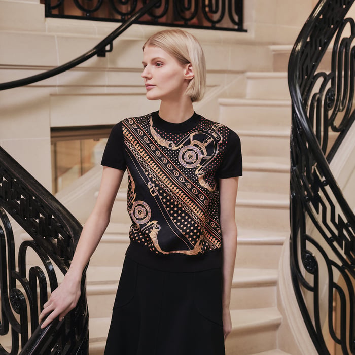 Noir "Eperon d'Or Bandana" Short-sleeve Twillaine Sweater