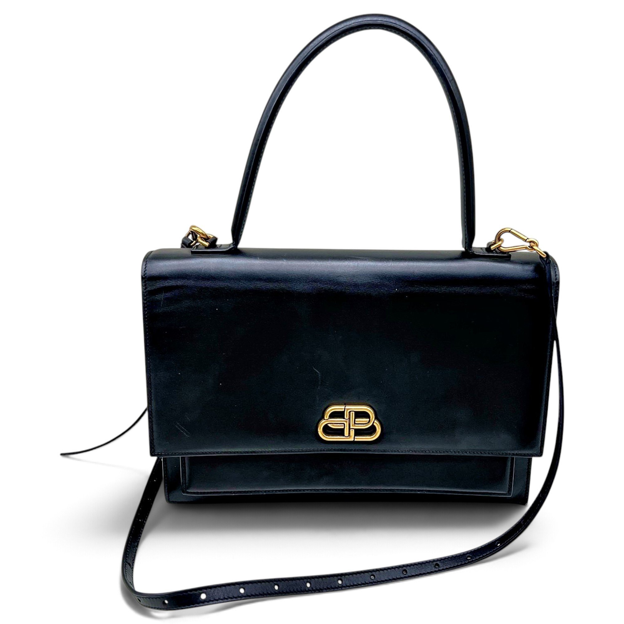 Sharp leather handbag