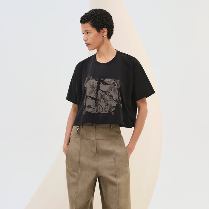 Noir "Les Clefs" Cropped T-shirt
