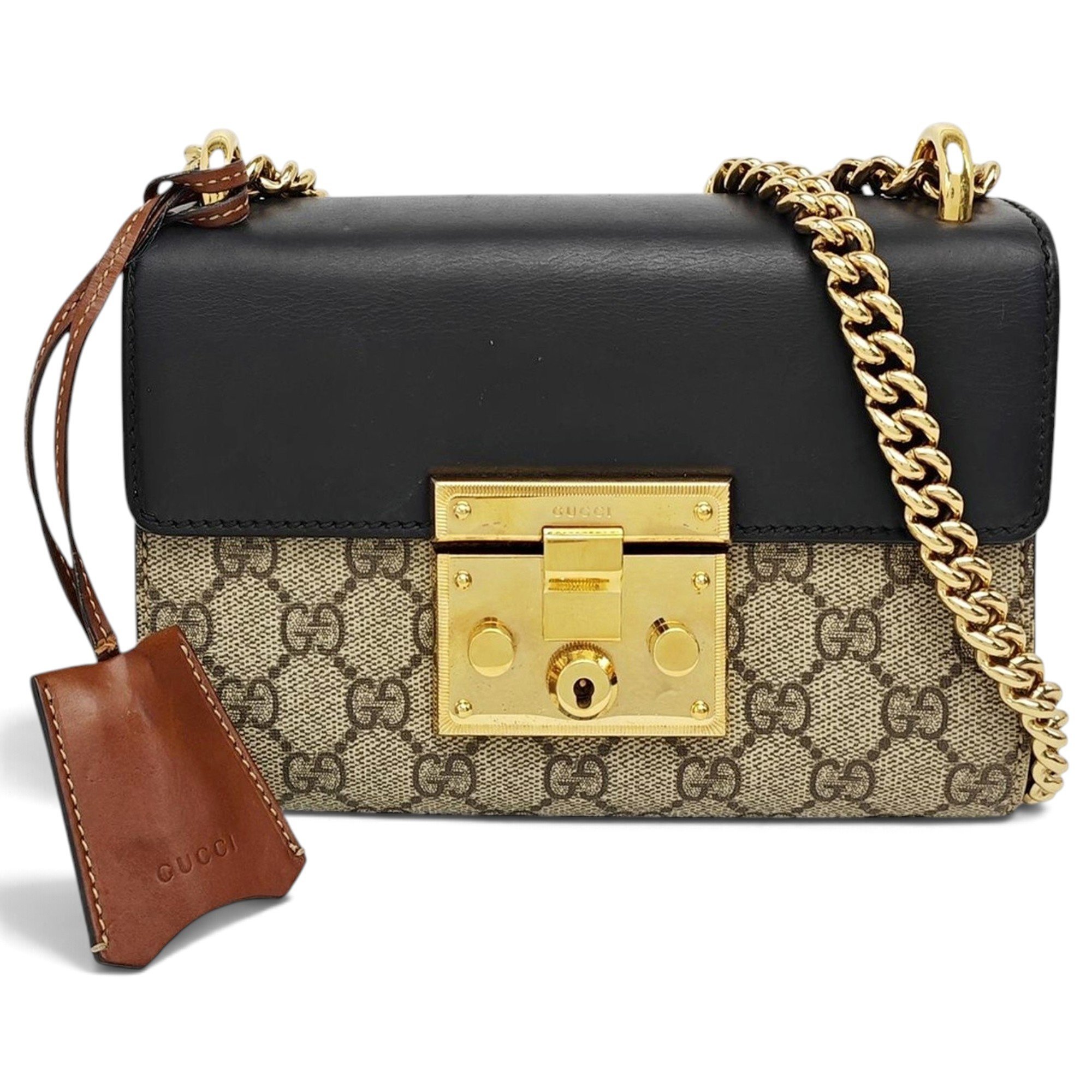 Padlock leather handbag